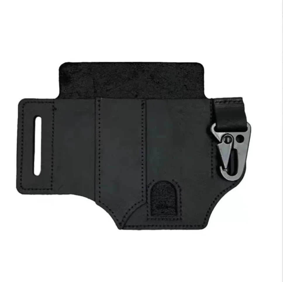 EDC Tactische leren gereedschapsriem met meerdere vakken, perfect voor het opbergen van multitools.